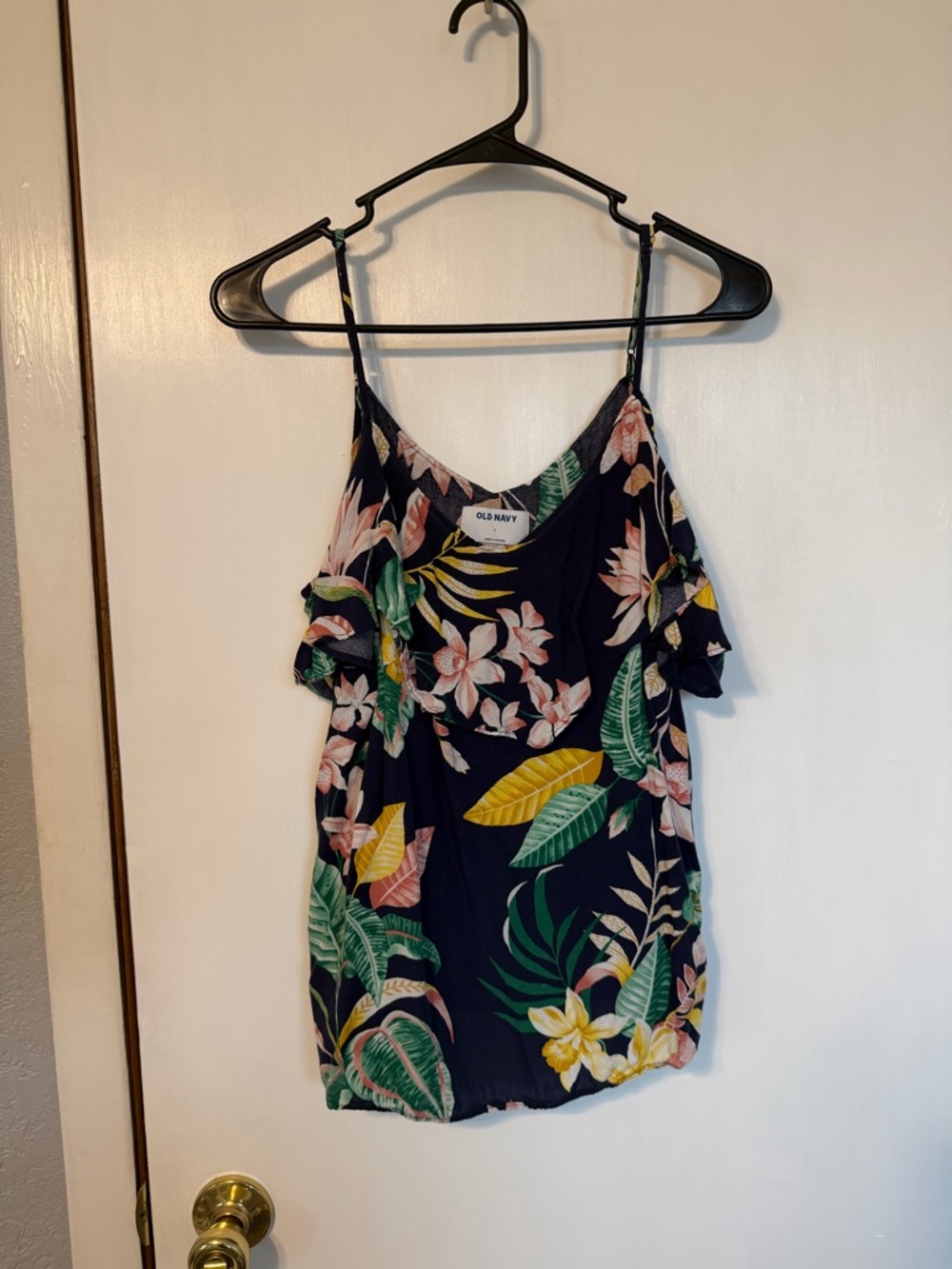 Old Navy Navy Tropical Floral Ruffle-Strap Cami